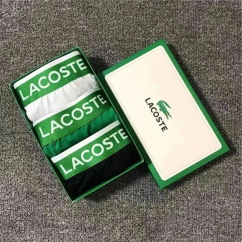NEW LACOSTE 2024 Men's Boxer Briefs COTTON STRETCH 3 PACK Underwear