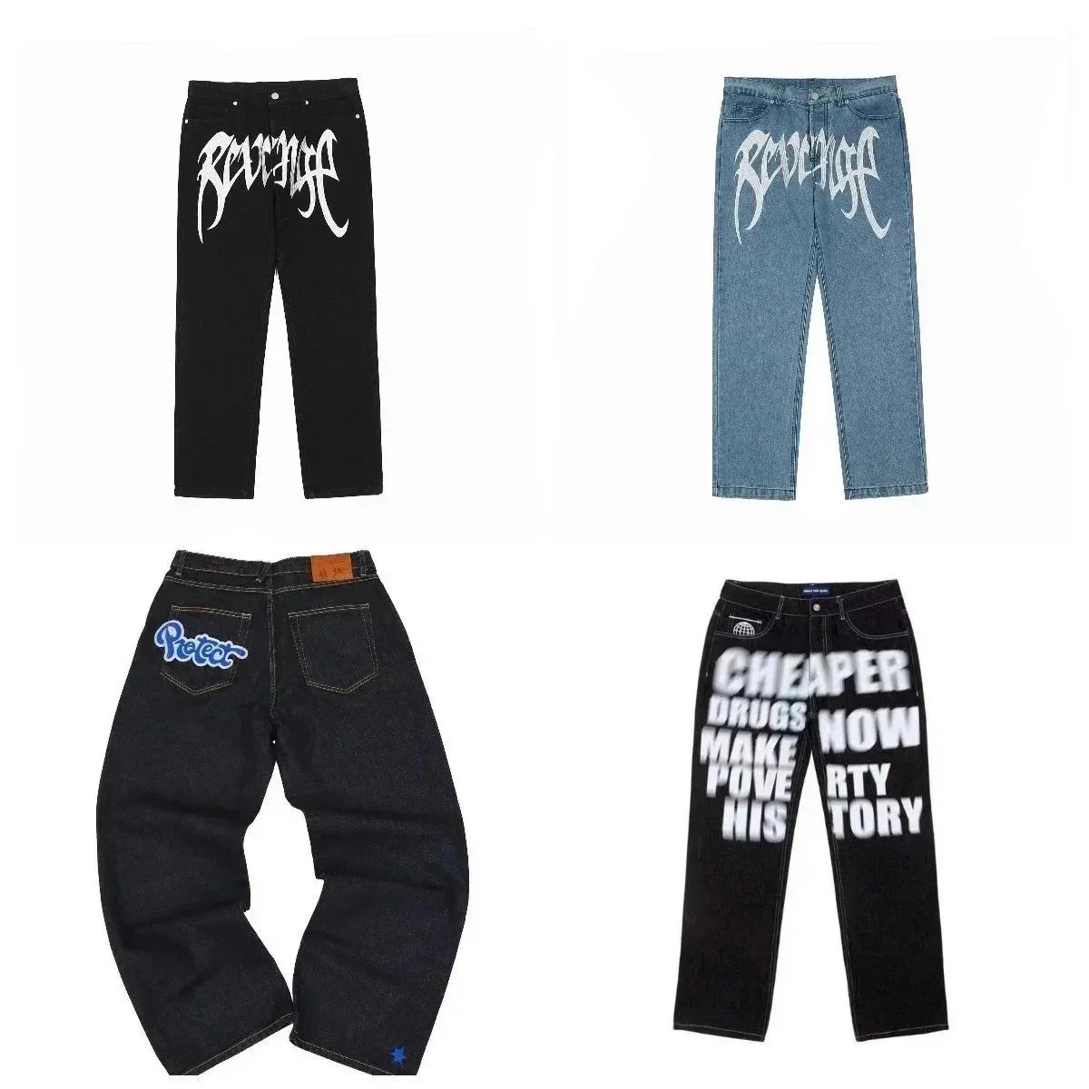 SADWF Baggy Jeans Men's Y2k Print Hip Hop Baggy Star Cargo Jeans Pants