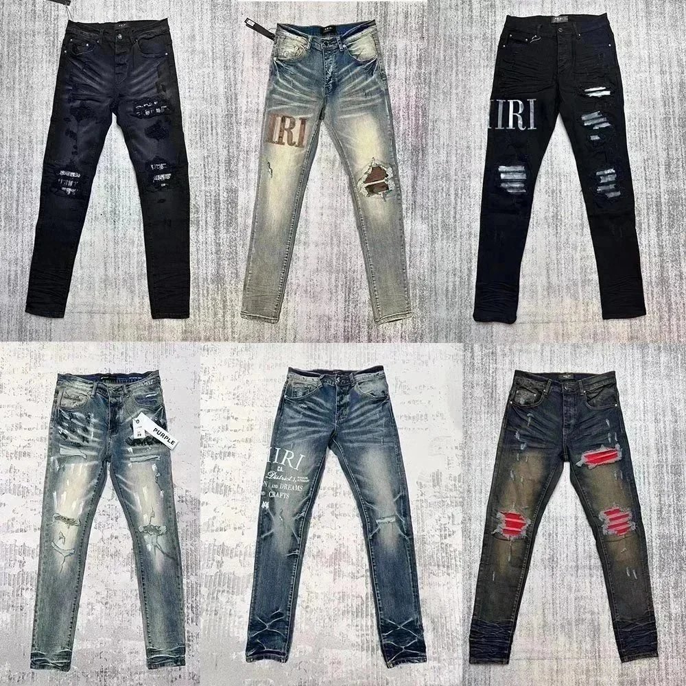 Amiri Black and Red Destruction Cat Beard Jeans