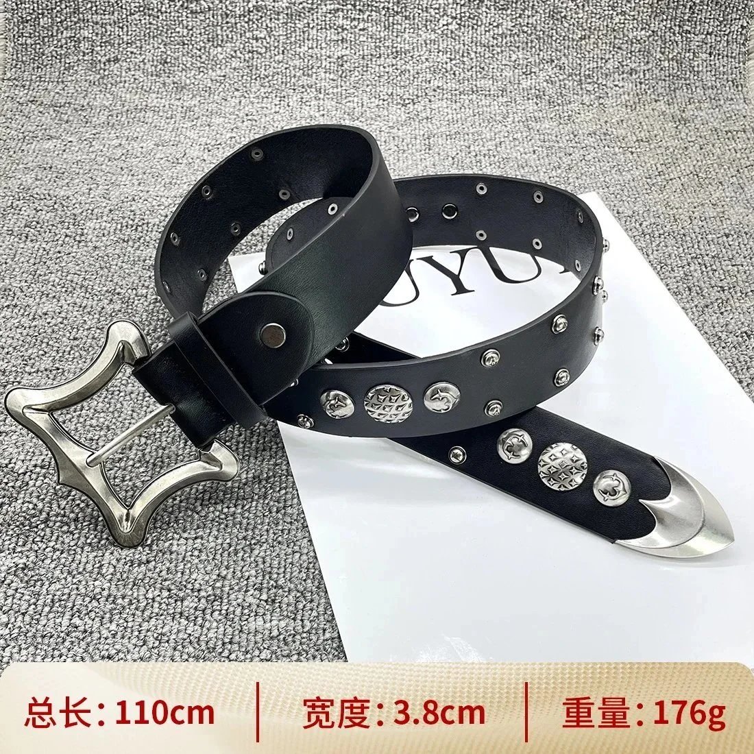 【方扣双排钉108cm】十字架腰带