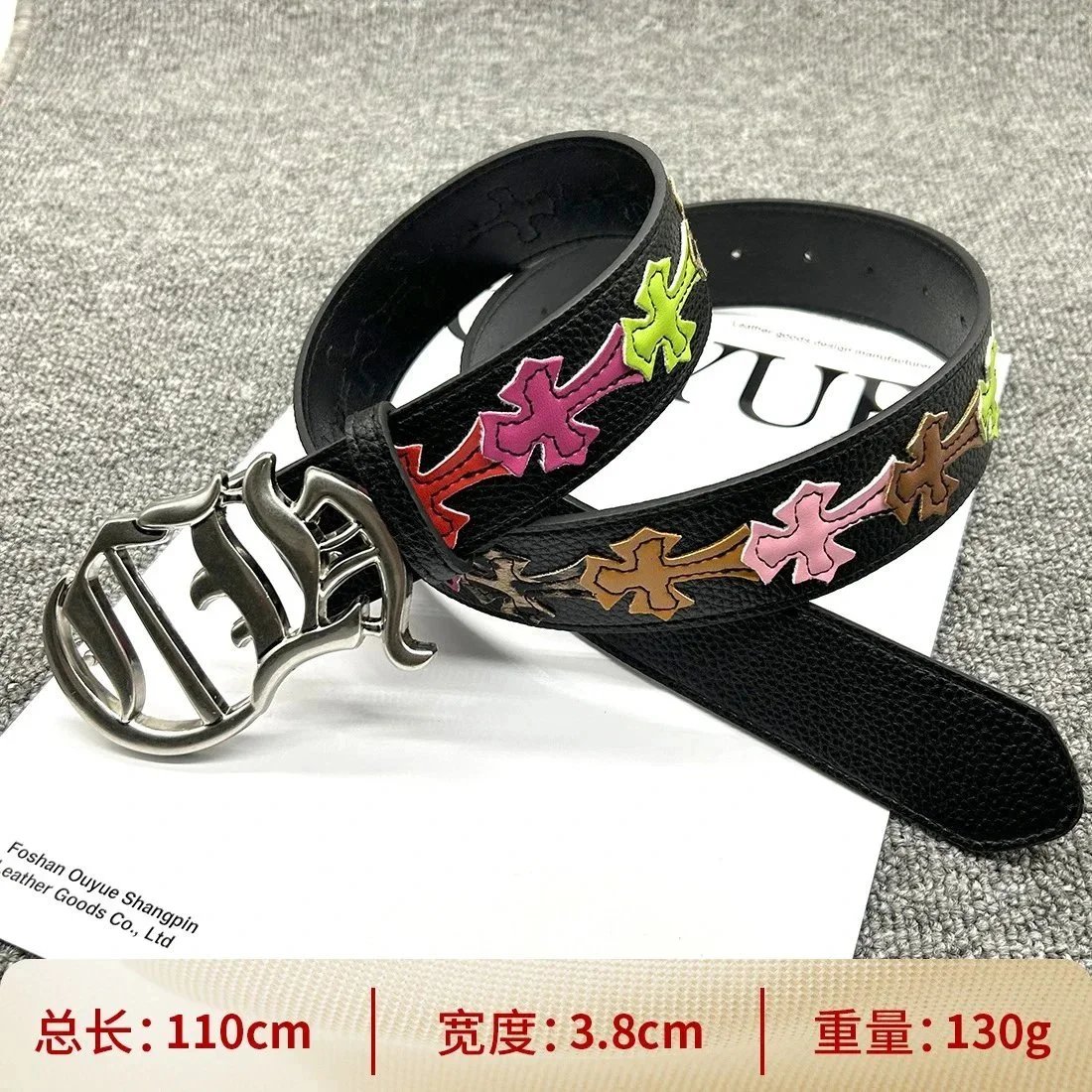 【按扣不规则110cm】彩色十字架腰带