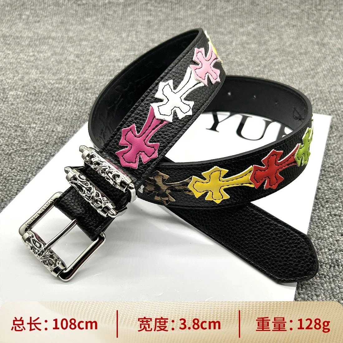 【滚轮针扣108cm】彩色十字架腰带