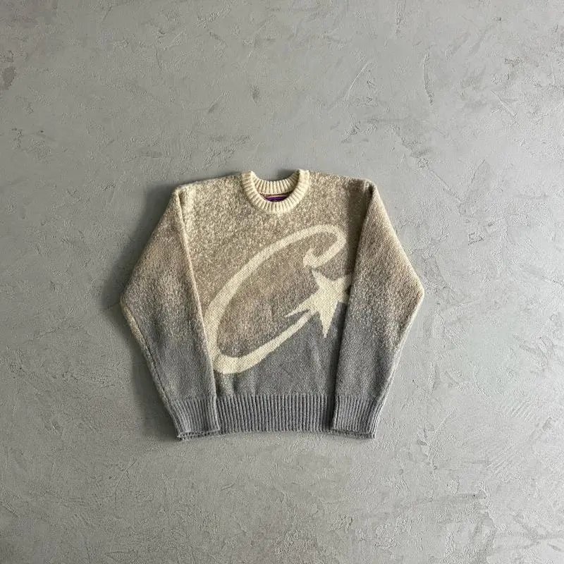 黄灰渐变C星毛衣