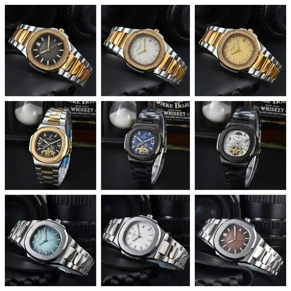 Elegant Men's Stainless Steel Automatic Mechanical Watch with Diamond Bezel