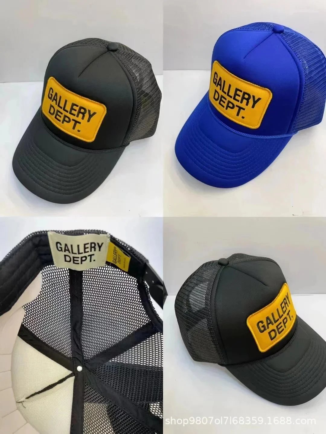 GALLERY DEPT. Mesh Trucker Hat Black Blue Adjustable Cap