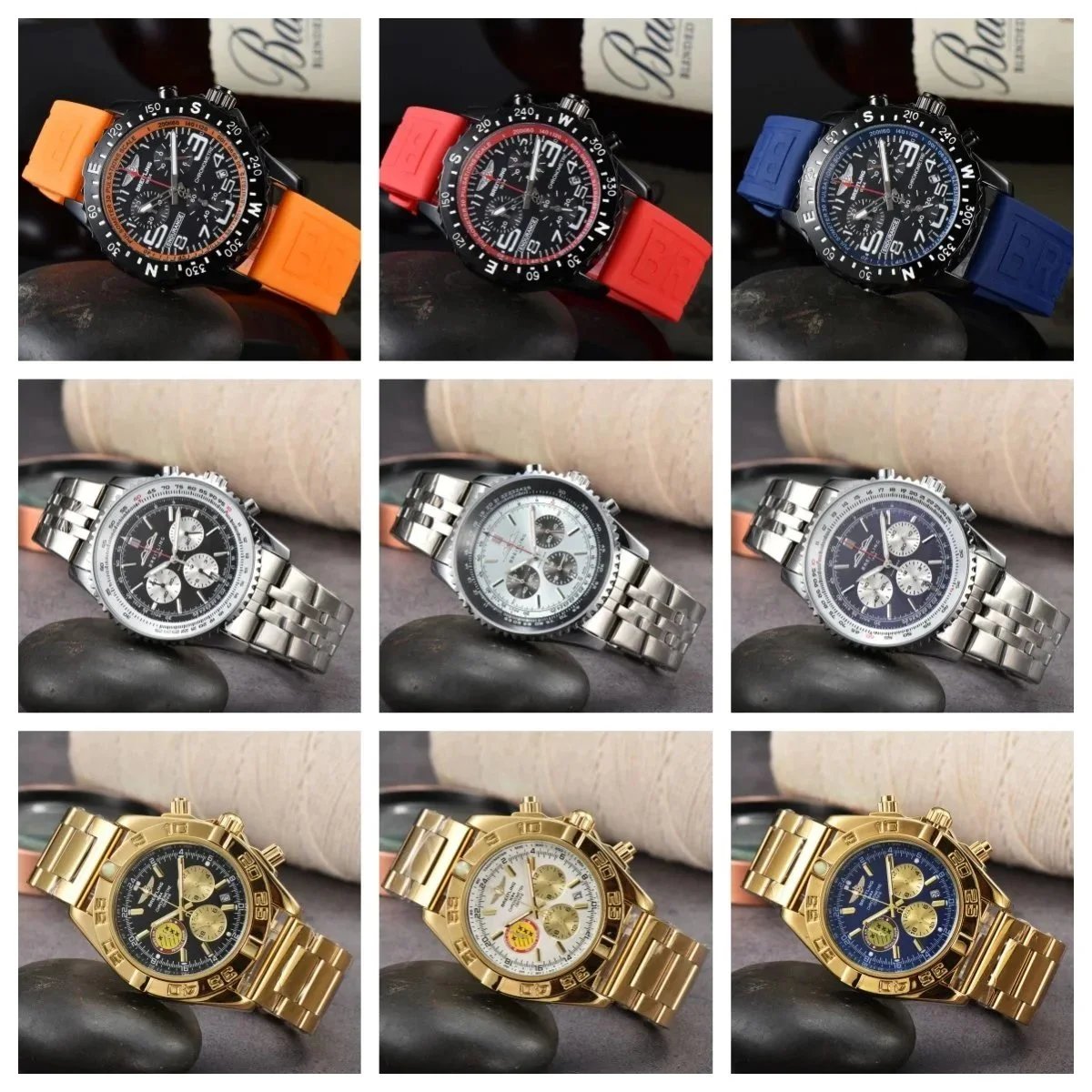 Zoocasa Men's Chronograph Watch with Rubber and Metal Strap