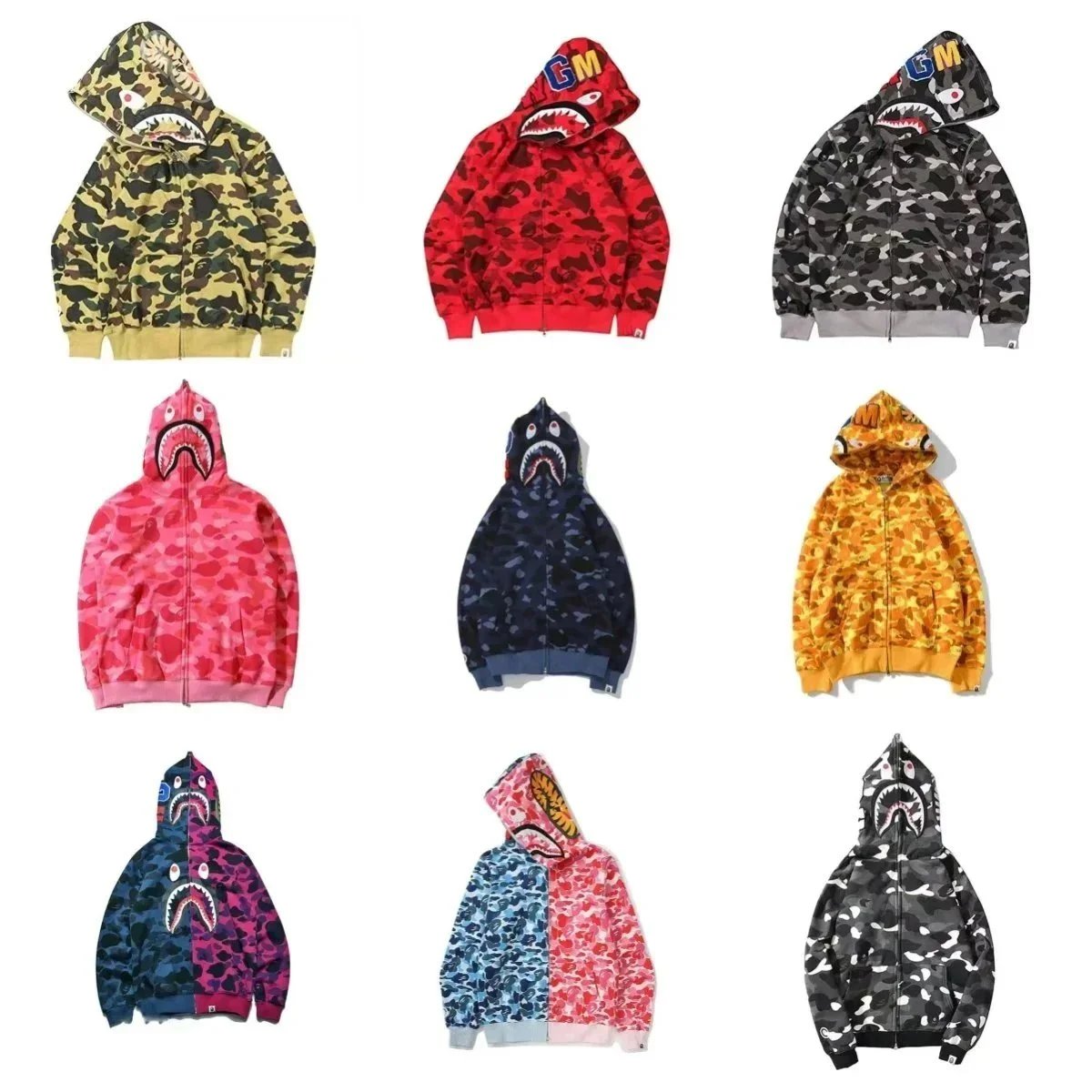 BAPE Shark Hoodie Camouflage Zip-Up Sweatshirt