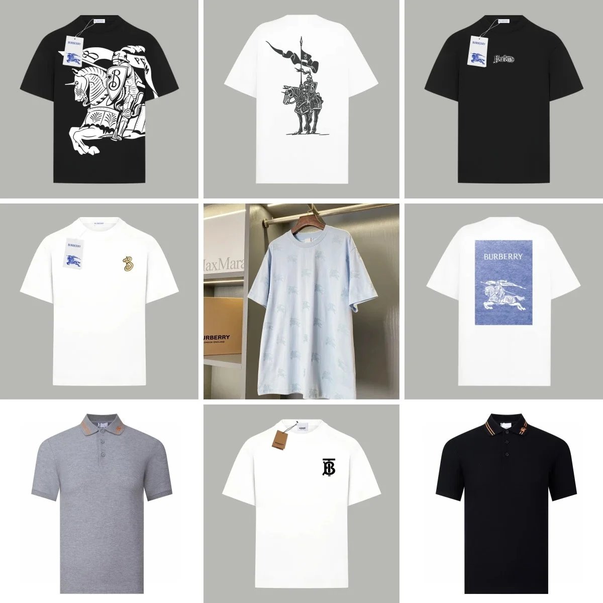 Burberry Men's T-Shirts and Polo Shirts with Equestrian Knight Logo