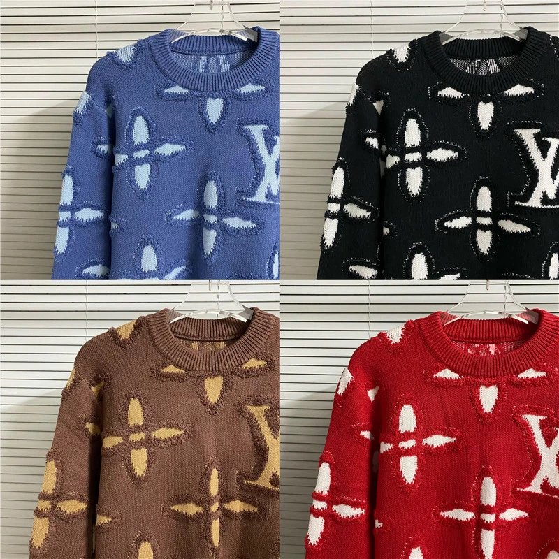 LV Pattern Knit Sweater for Women Fashion Oversized Pullover