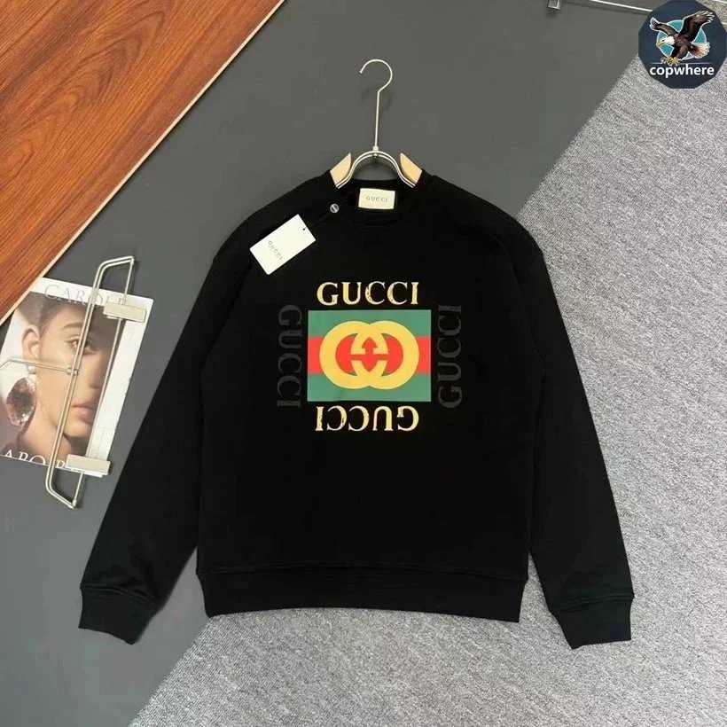 Gucci Black Logo Sweatshirt Men Women Fashion Streetwear