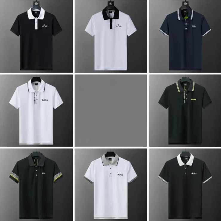 BOSS Men's Polo Shirts Classic Short Sleeve Cotton Sport Wear