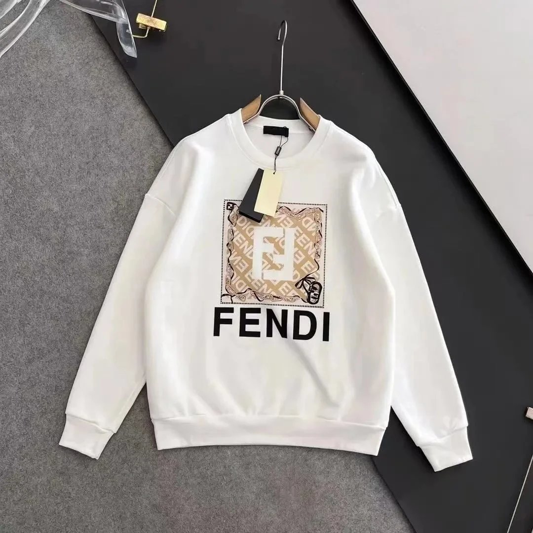FENDI White Logo Print Crewneck Sweatshirt