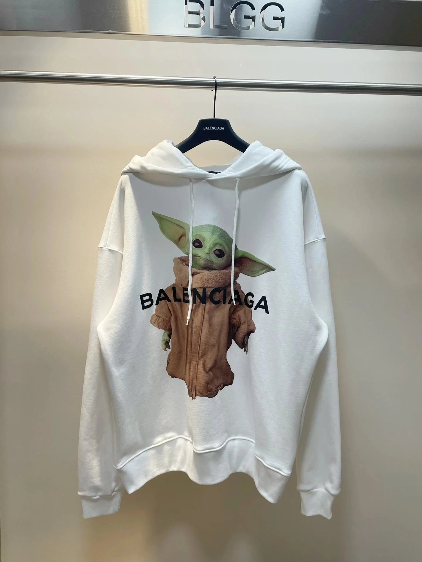 Balenciaga Baby Yoda Hoodie White Oversized Sweatshirt