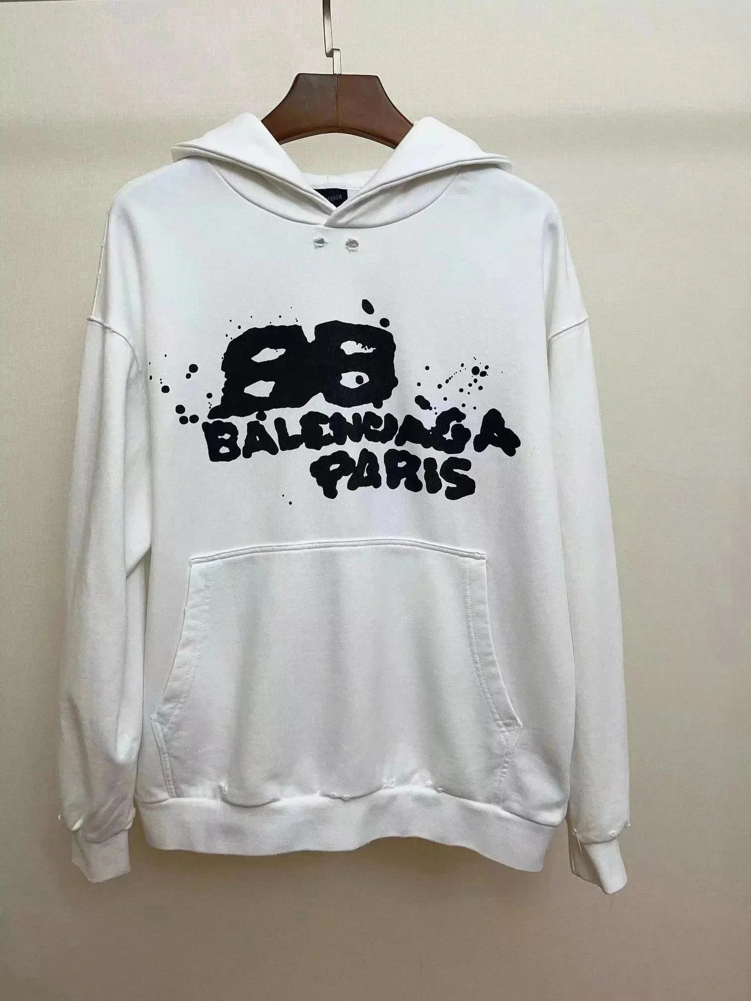 Balenciaga BB Logo Hoodie White Paris Streetwear Sweatshirt