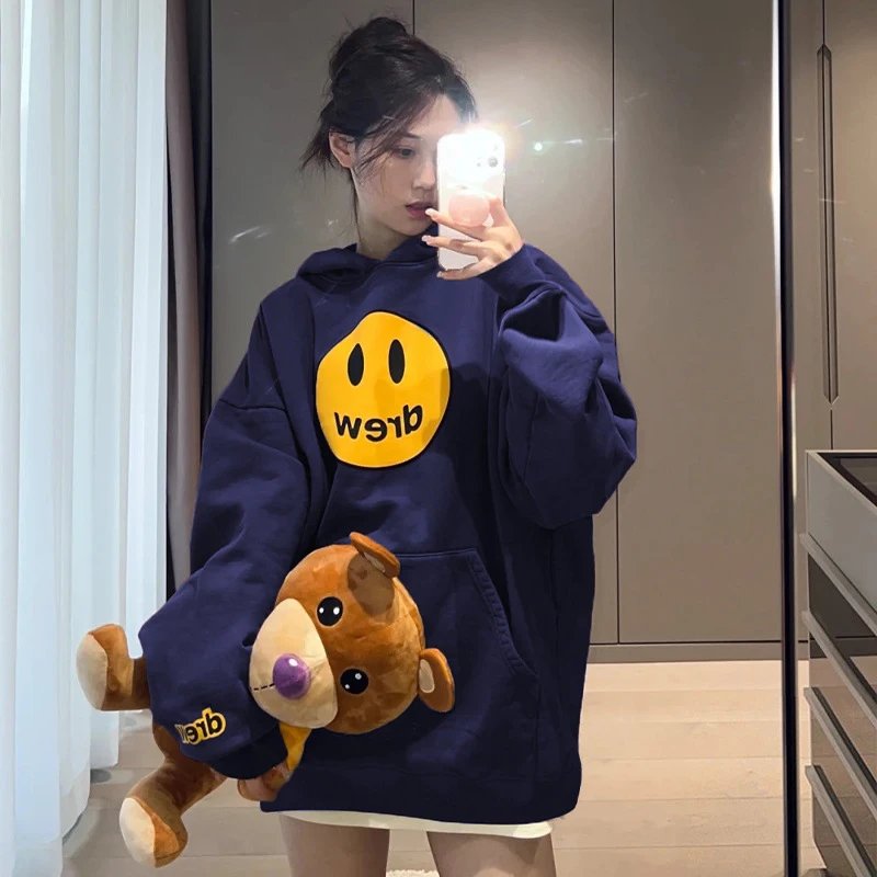 Werb Smiley Face Oversized Hoodie for Women - Cute Streetwear Sweatshirt