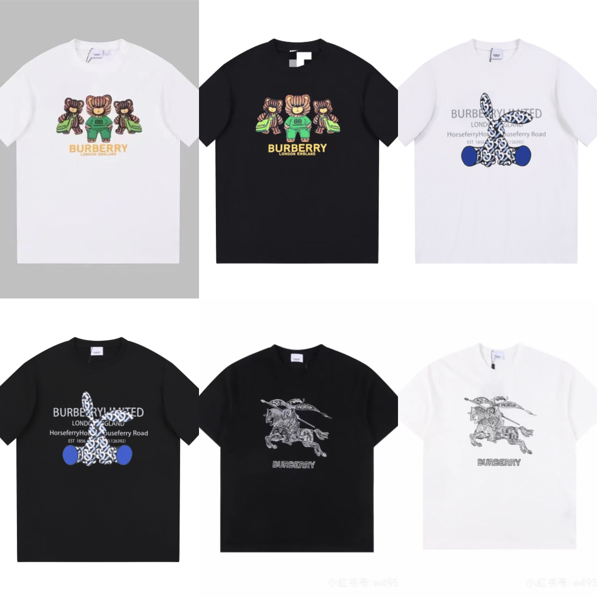Burberry Bear Print T-Shirt Men Women Fashion Casual Tee
