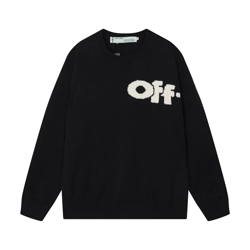OFF-WHITE Black Knit Sweater with Logo