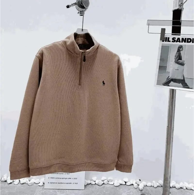 Half-Zip Knit Sweater in Beige by Polo Ralph Lauren