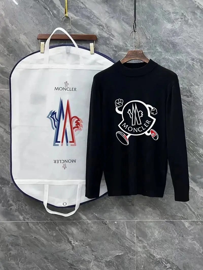 Moncler Black Knit Sweater with Logo Design