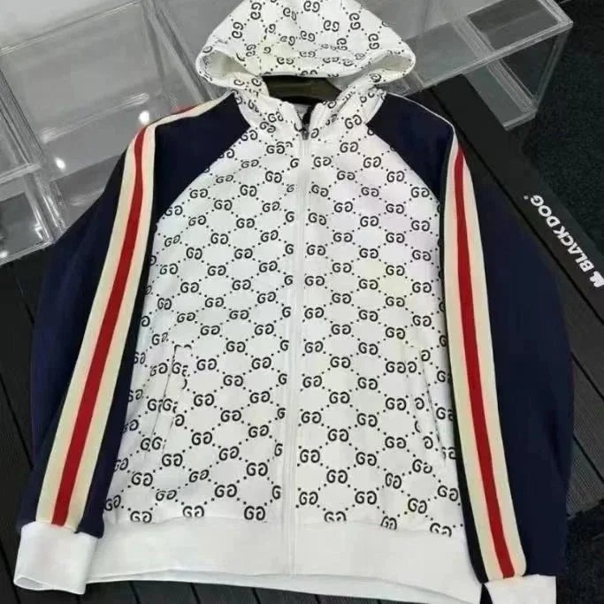 Gucci GG Logo Print Hoodie with Color Block Sleeves