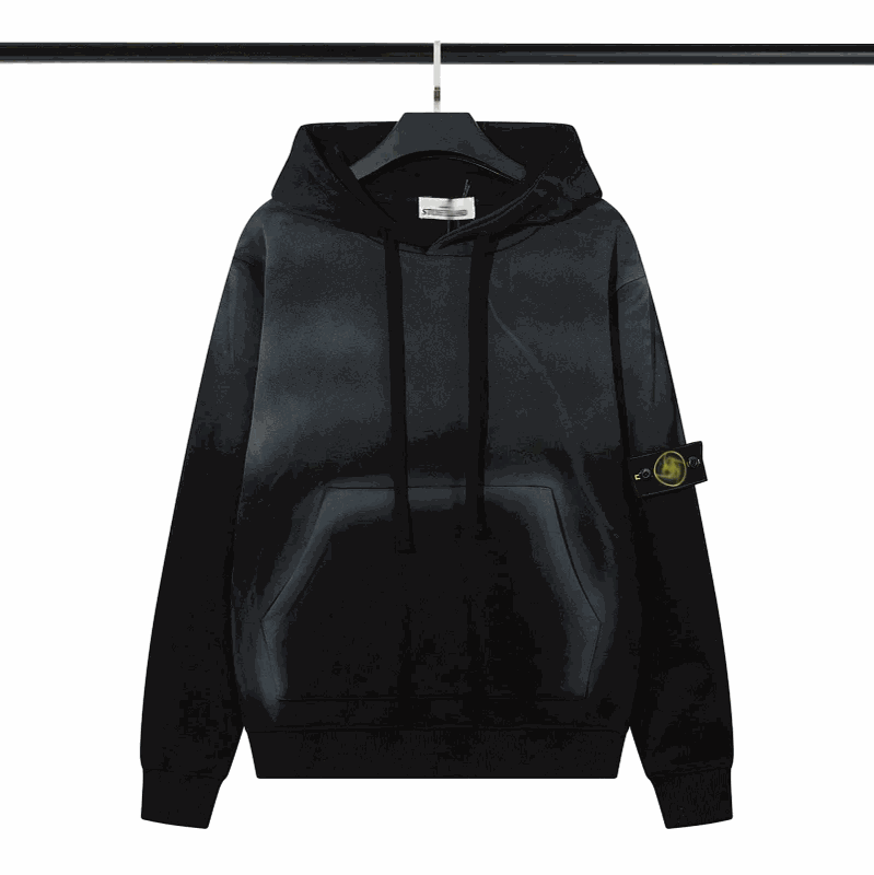 Stone Island Black Gradient Hoodie with Patch Logo