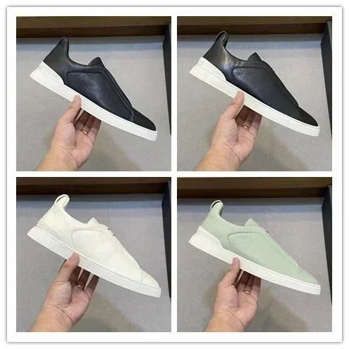 Minimalist Slip-On Sneakers for Men - Black, White, Mint Green