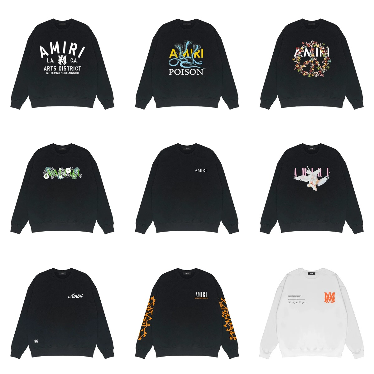 AMIRI Black Crewneck Sweatshirts Collection