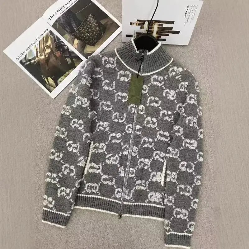 Gucci GG Monogram Knit Zip-Up Sweater for Women