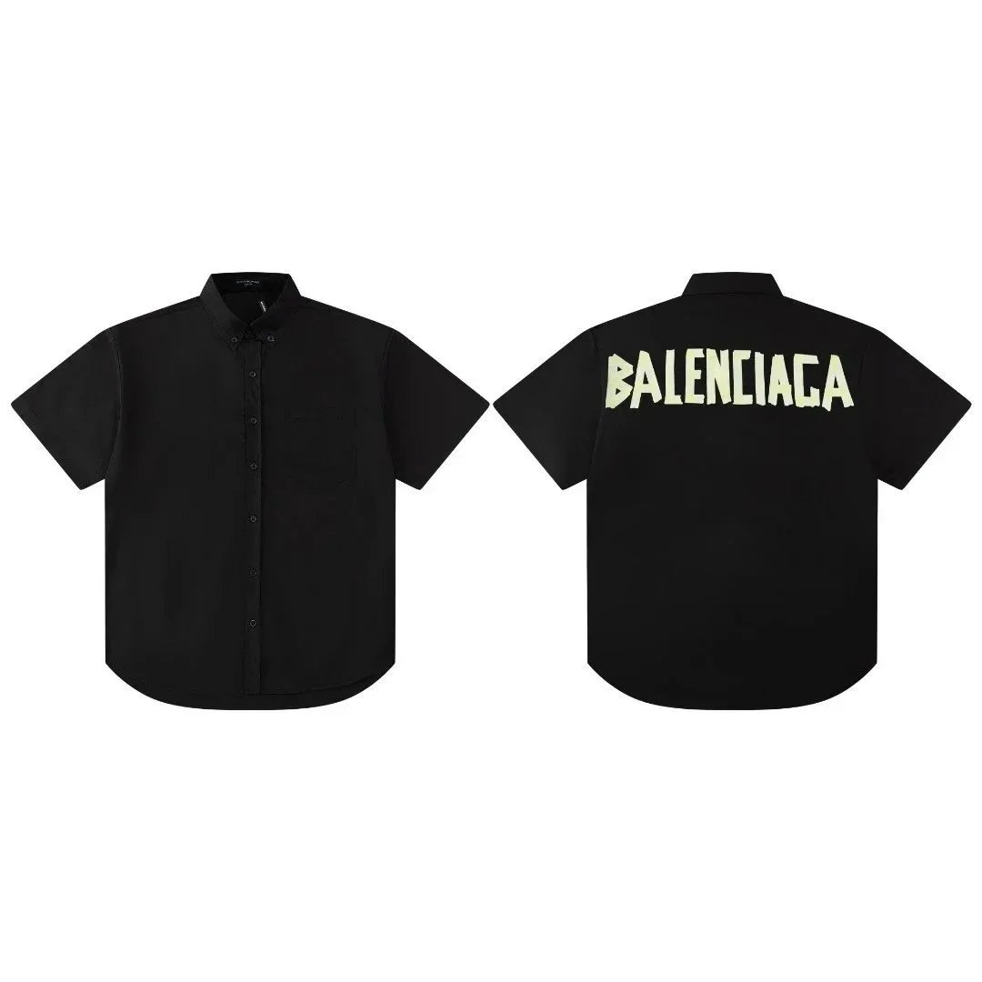 Balenciaga Black Short Sleeve Shirt with Logo Print