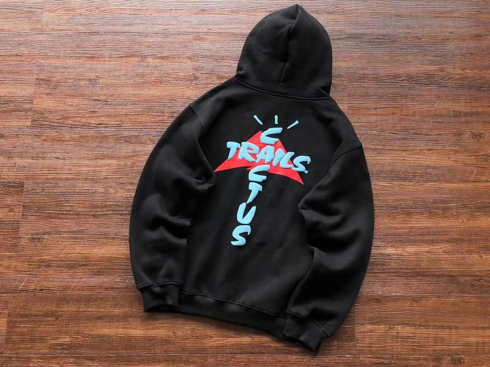 TRAILS Black Hoodie with 3D Logo Design