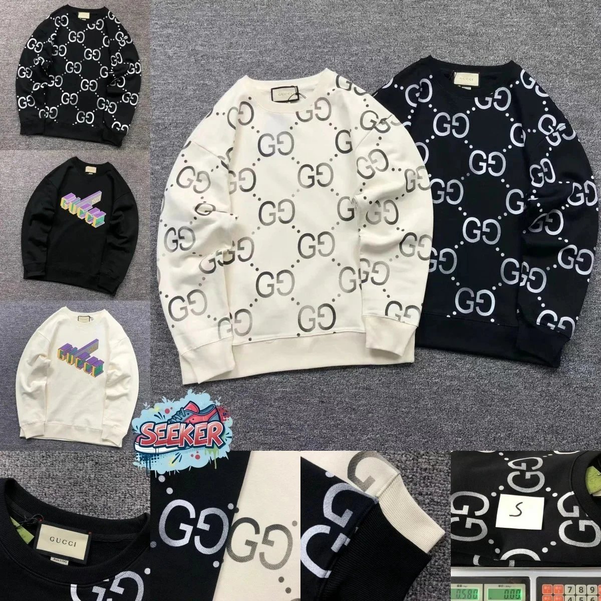 Gucci GG Logo Sweatshirt Men Women Oversized Crewneck Sweater Fashion Streetwear