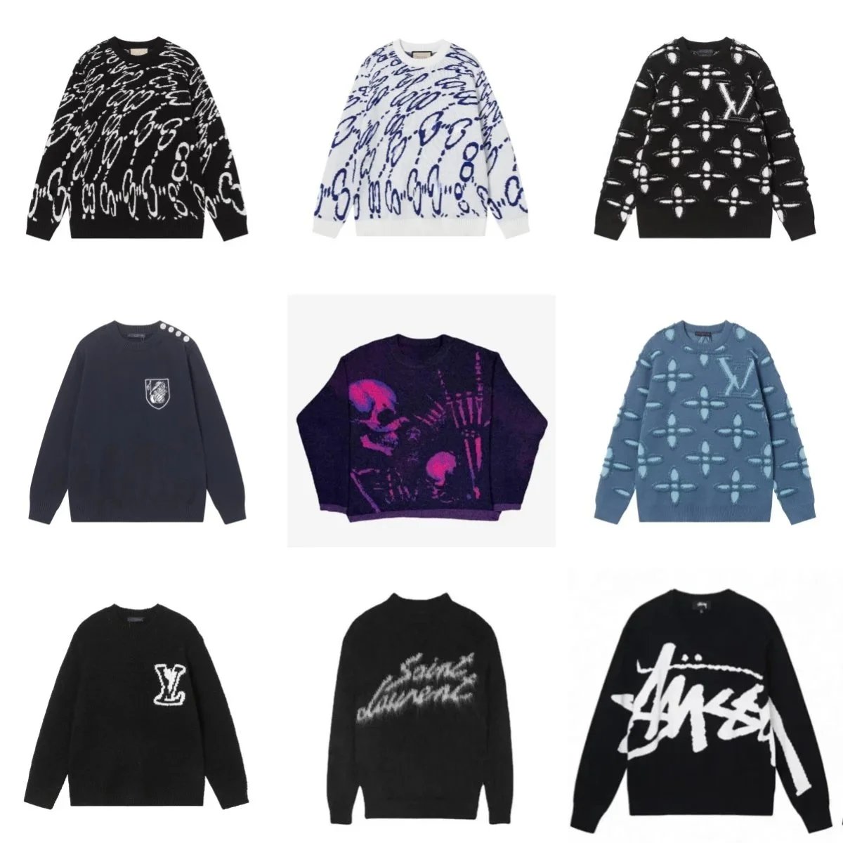 Luxury Louis Vuitton Knit Sweaters with Monogram and Graphic Designs