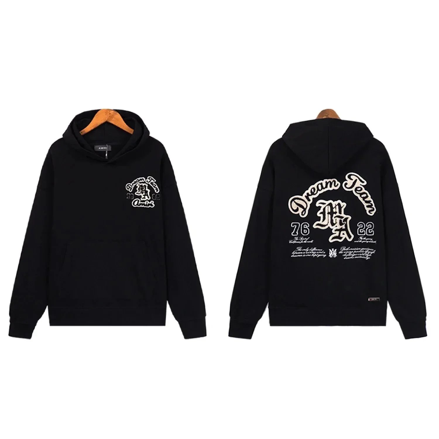 Dream Team Black Hoodie with Embroidered Logo and Numbers