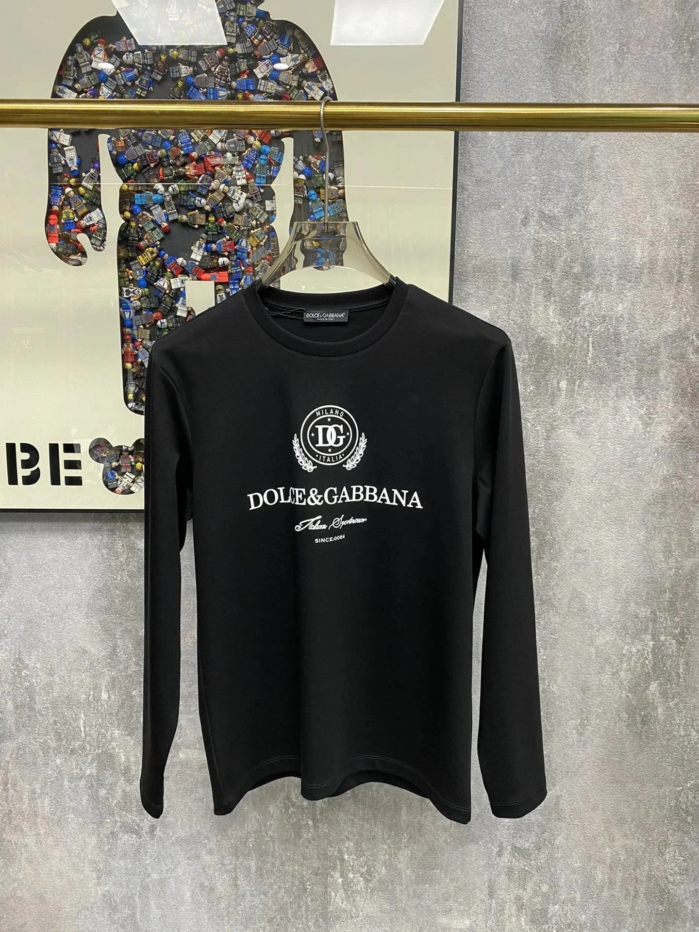 Dolce&Gabbana Black Long Sleeve T-Shirt with Logo Print